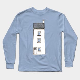 Cottage in Devon White Watercolor Long Sleeve T-Shirt